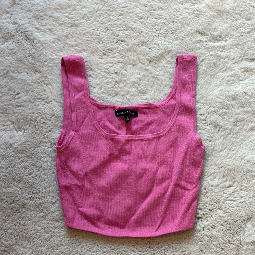 Kendall & Kylie Pink Crop Tank Top